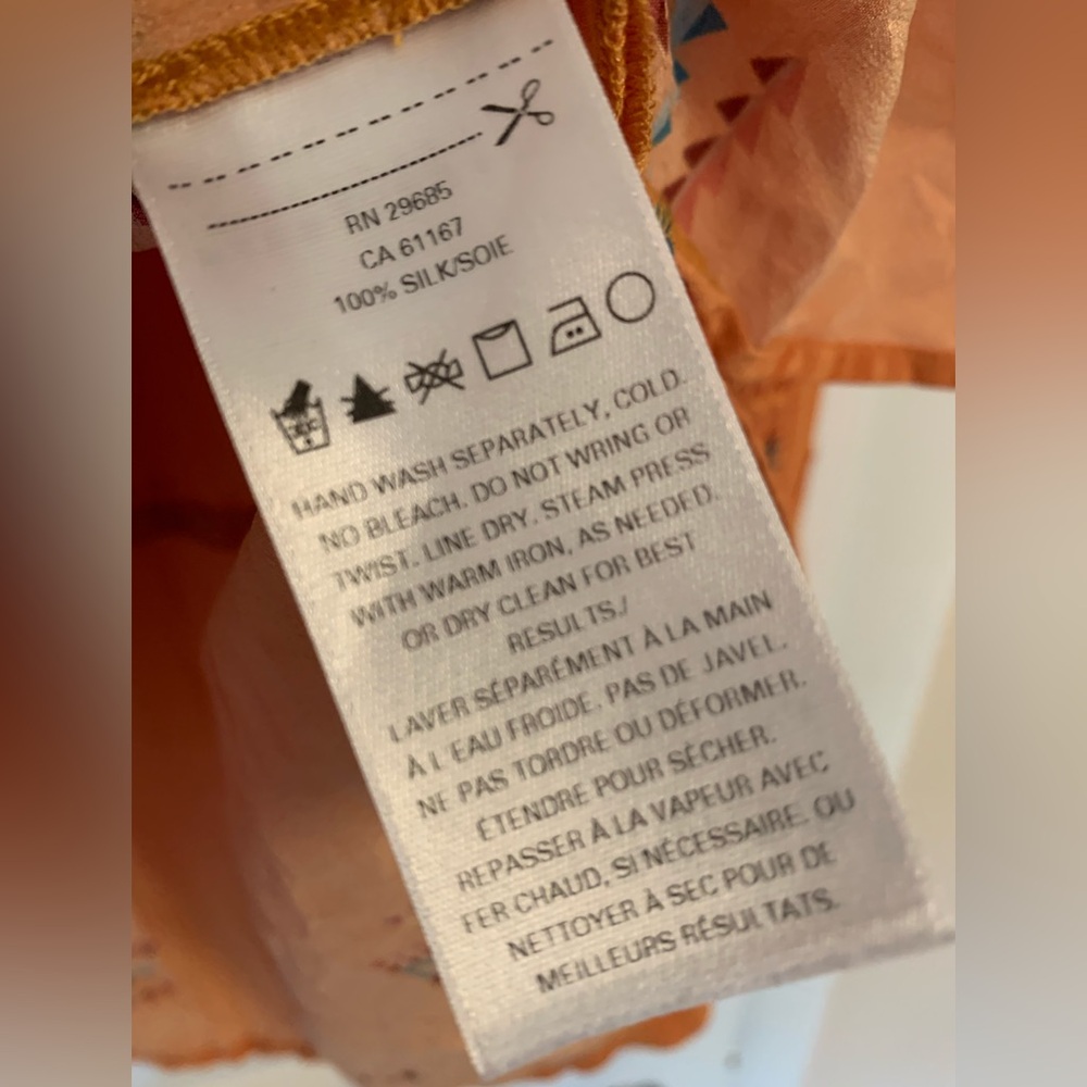 Pendleton Silk Mustard Orange Patterned Button Do… - image 6